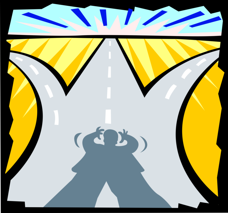 Vector Illustration of Business Decisions - Which Road to Take?