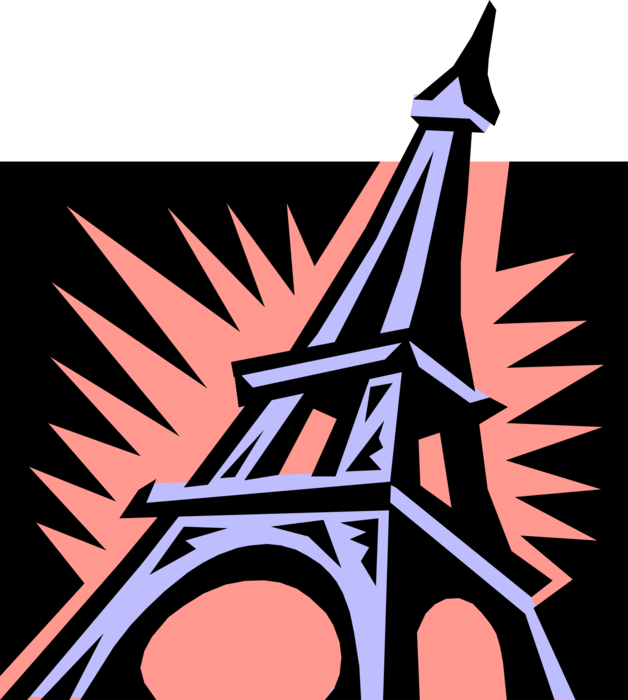 Vector Illustration of Eiffel Tower on Champ de Mars Cultural Icon and World Landmark of Paris, France