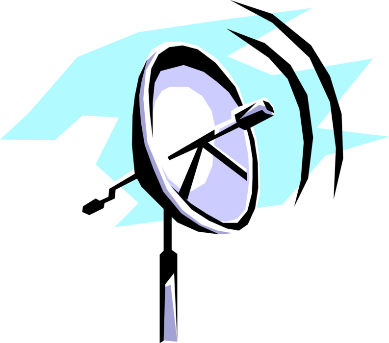 Vector Illustration of Parabolic Reflector Antenna for Point-to-Point Communications