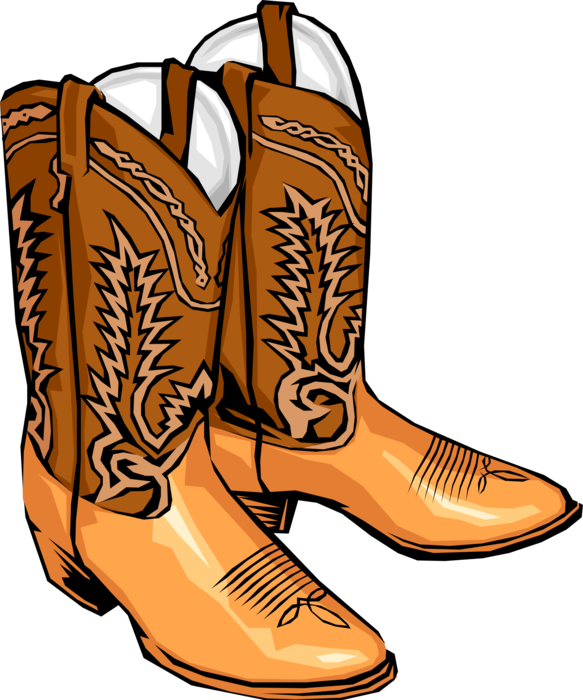 Vector Illustration of Western Leather Apparel Cowboy Boots