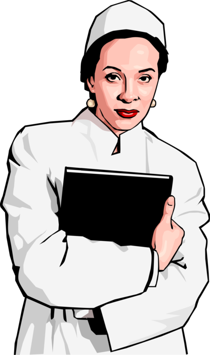 Vector Illustration of Medical Professional Doctor with Patient Records 