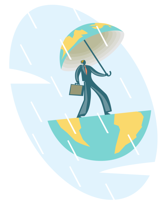 Vector Illustration of Businessman Shows Concern for Environmental Issues