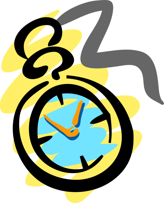 Vector Illustration of Pocket Watch or Pocketwatch Portable Timepiece Carried in Pocket