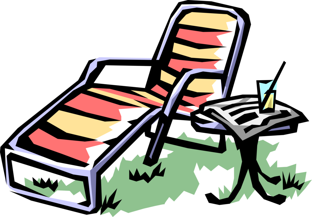 Vector Illustration of Outdoor Lounge Chair with Lemonade