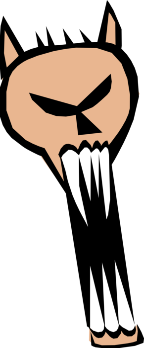 Vector Illustration of Fierce Animal Head with Sharp Teeth