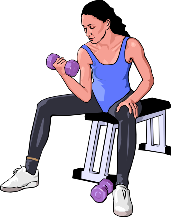 Vector Illustration of Workout Physical Fitness Exercise Lifting Dumbell Weights