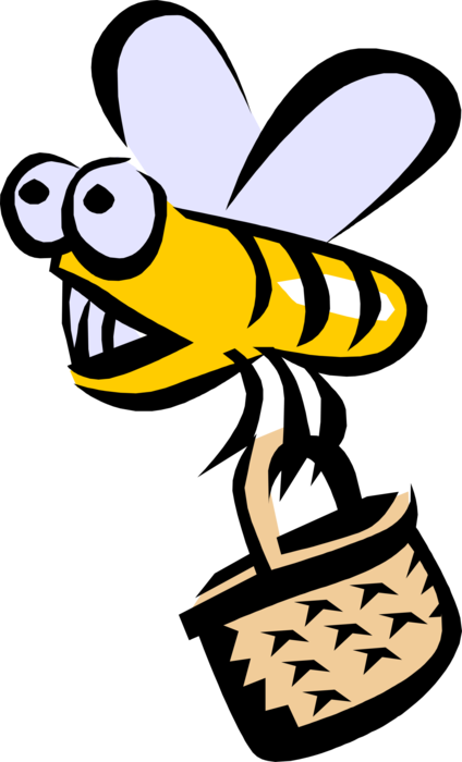 Vector Illustration of Bumblebee Bumble Bee Honeybee Carries Nectar