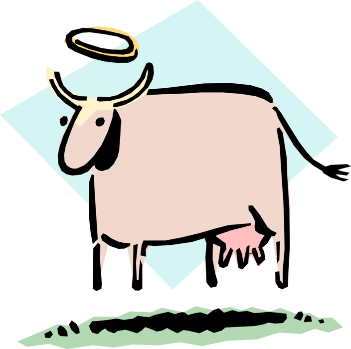 Vector Illustration of Sacred Cow with Halo Idiom