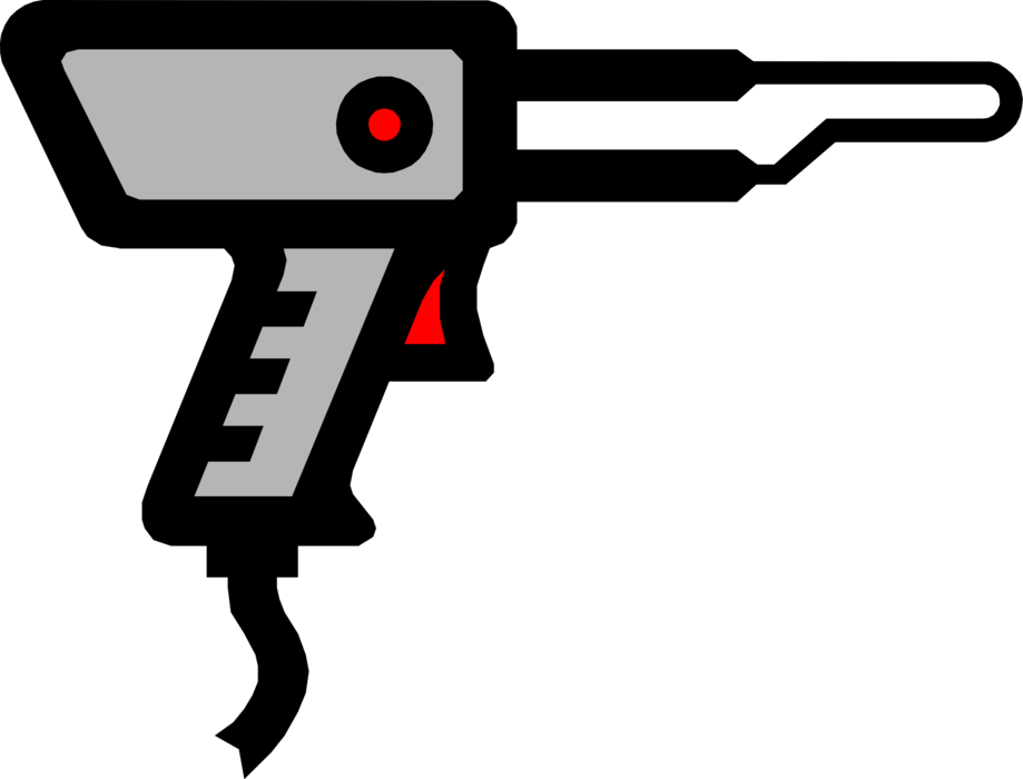 Vector Illustration of Electrically Powered Soldering Gun Solders Metal
