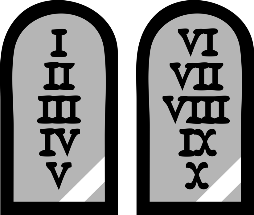 Vector Illustration of Ten Commandments Decalogue Tablets Given to the Israelites by God to Moses at Biblical Mount Sinai