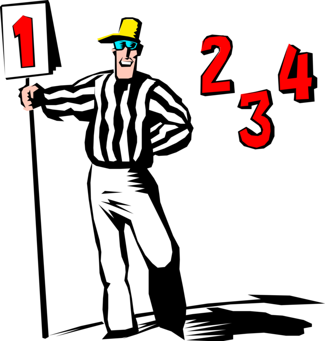 Vector Illustration of Football Referee Marking the Downs
