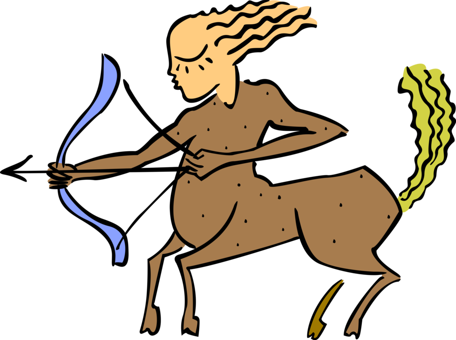 Vector Illustration of Zodiac Astrology Sagittarius Centaur Chiron Archer with Bow