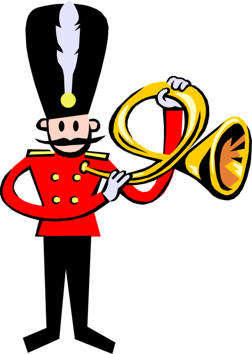 Vector Illustration of Child's Toy Soldier with Brass Horn