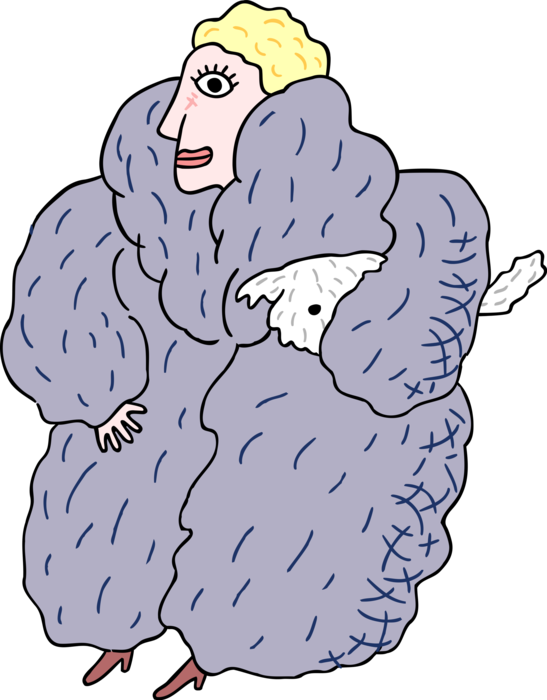 Vector Illustration of Woman in Luxurious Elegant Fur Coat