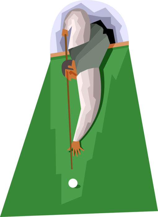 Vector Illustration of Playing Pocket Billiards and Making the Shot on Pocket Billiards Table