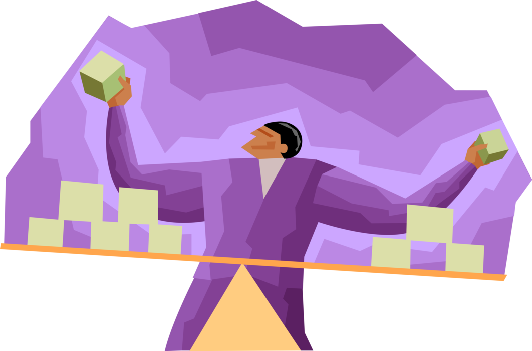 Vector Illustration of Businessman Achieving Balance