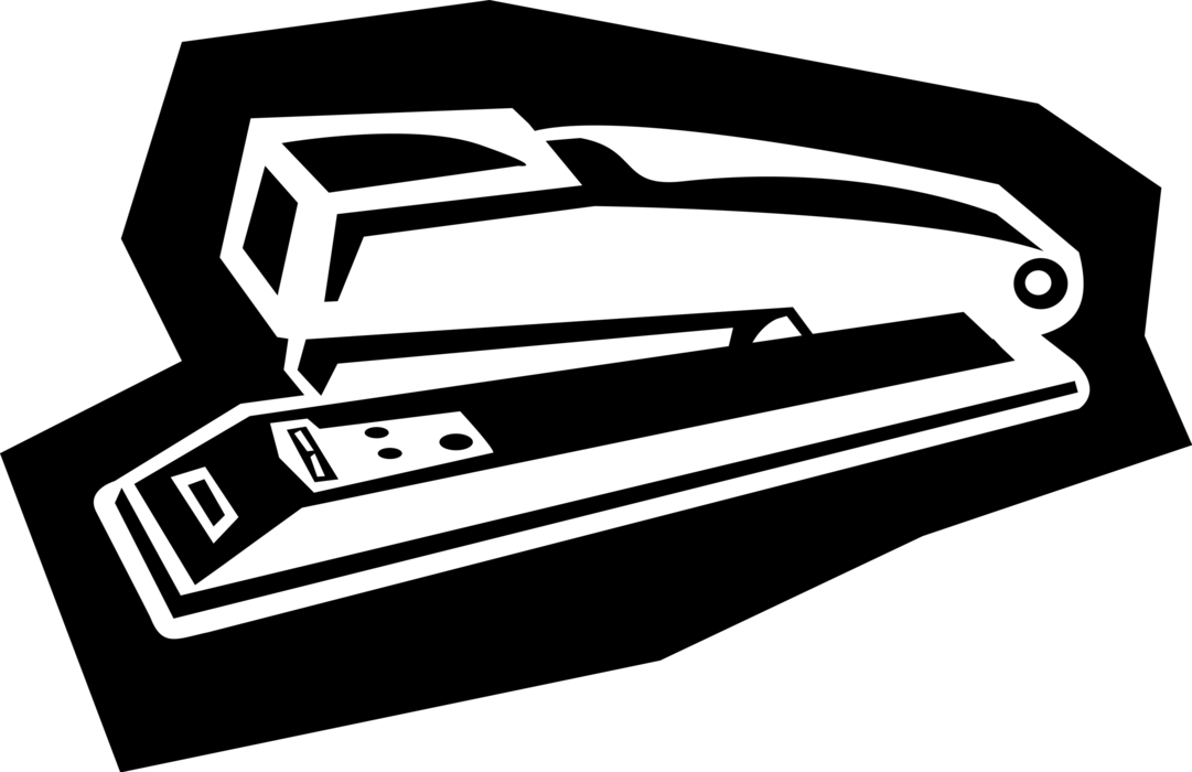 Vector Illustration of Stapler Mechanical Device Joins Pages of Paper with Thin Metal Staple