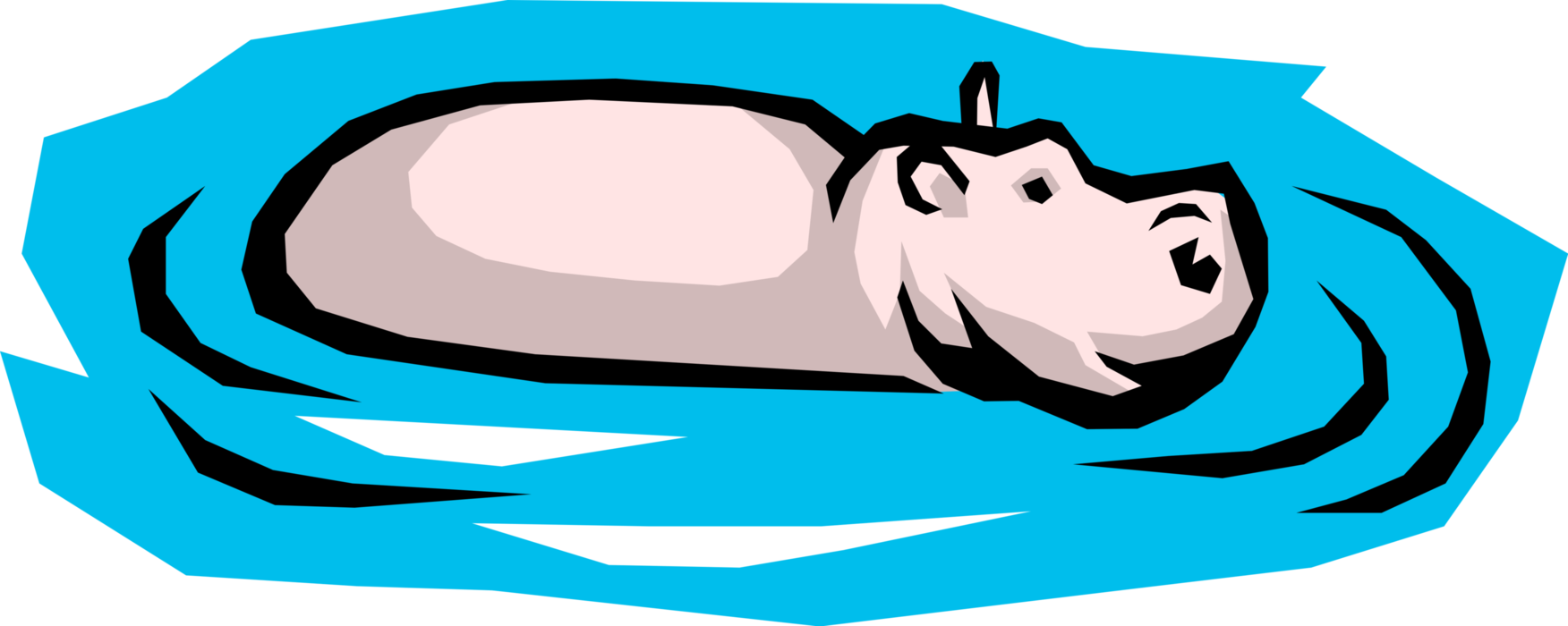 Vector Illustration of African Hippopotamus Swimming