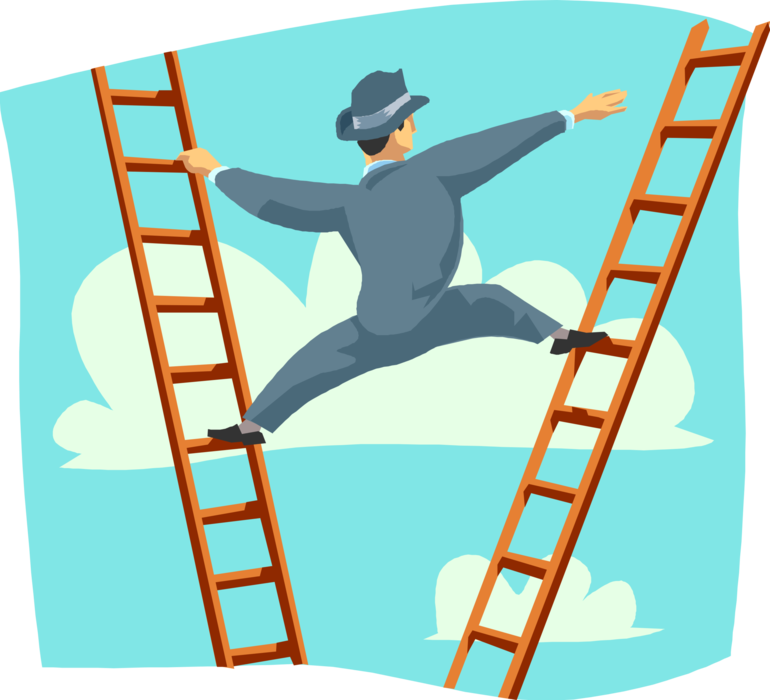 Vector Illustration of Climbing Corporate Ladder Presents Challenges