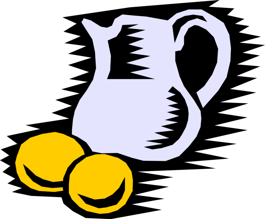 Vector Illustration of Citrus Lemon Juice with Jug Symbol