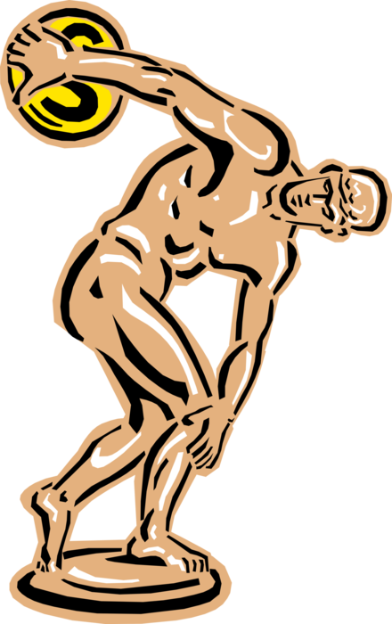 Vector Illustration of Greek Discus Thrower Statue from Ancient Greece