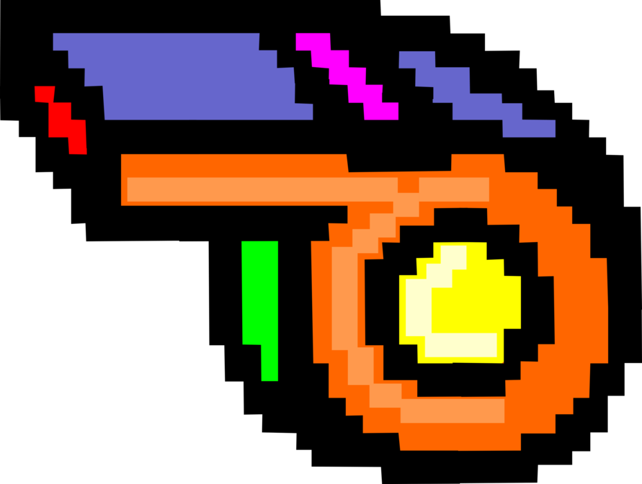 Vector Illustration of Pixelated Bitmap Sports Referee Whistle - Symbol