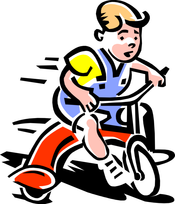 Vector Illustration of Toddler Boy Child Rides Tricycle