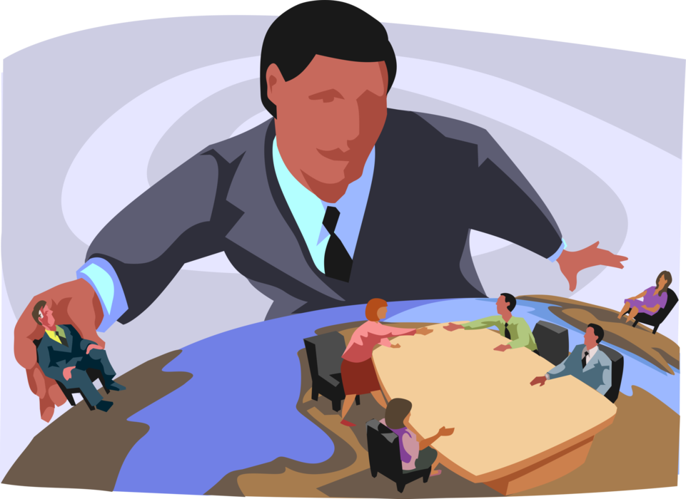 Vector Illustration of Human Resources Management Managing Global Operations