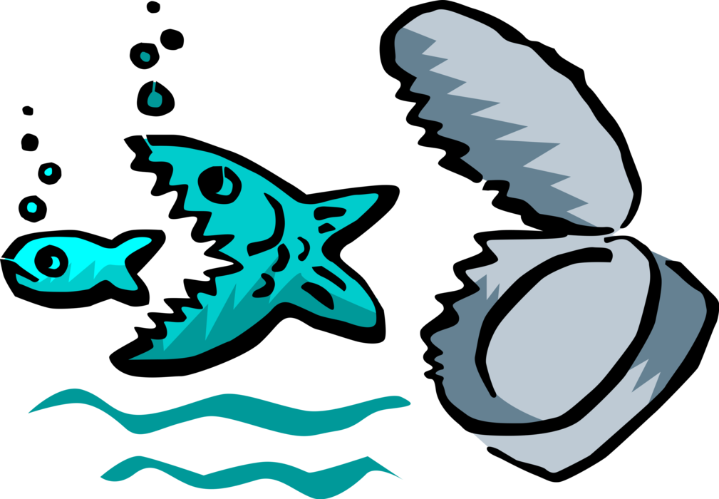 Vector Illustration of Fish Eats Fish Concept