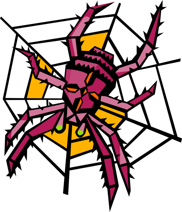 Vector Illustration of Arachnid Spider Insect Bug in Web