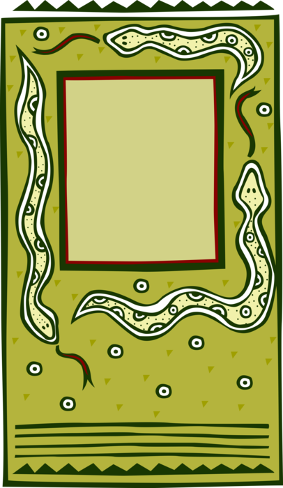 Vector Illustration of Native American Southwestern Reptile Snake Frame Background