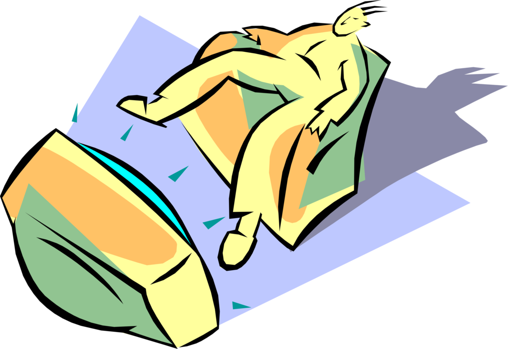 Vector Illustration of Man Relaxes at Home in Comfortable Chair Watching Television