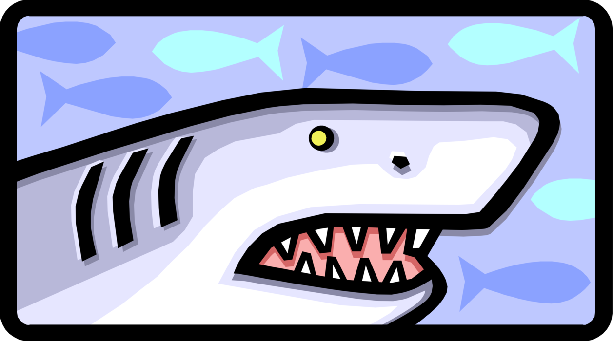 Vector Illustration of Marine Predator Great White Shark Hunting