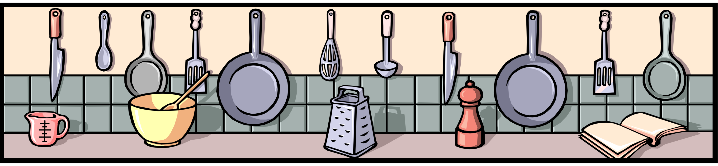 Vector Illustration of Kitchen Kitchenware Tools Banner