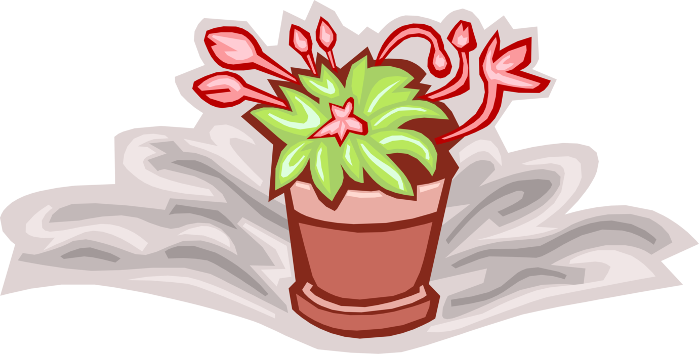 Vector Illustration of Potted Flower Plant
