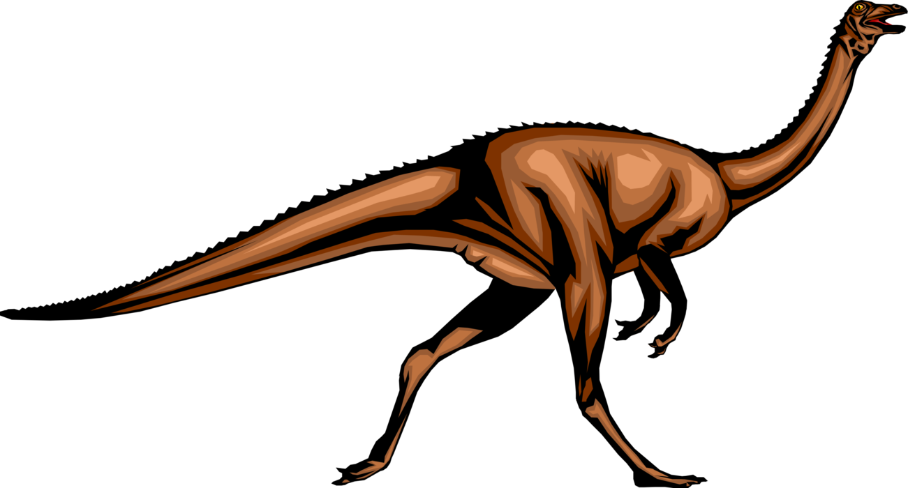 Vector Illustration of Prehistoric Dinosaur from Jurassic and Cretaceous Periods Running