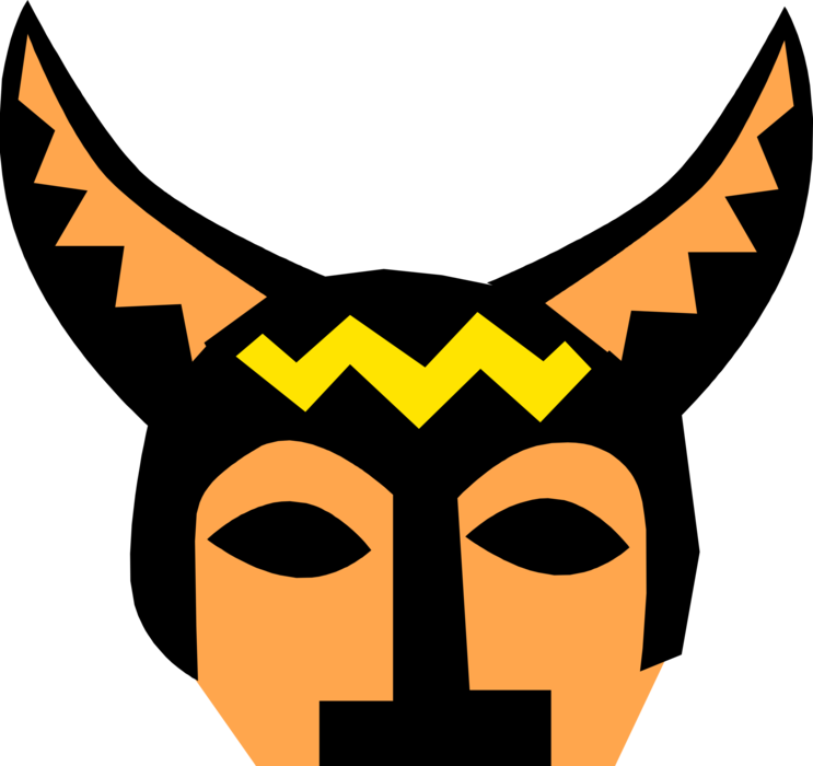 Vector Illustration of Ancient Egyptian Head with Horns Symbol