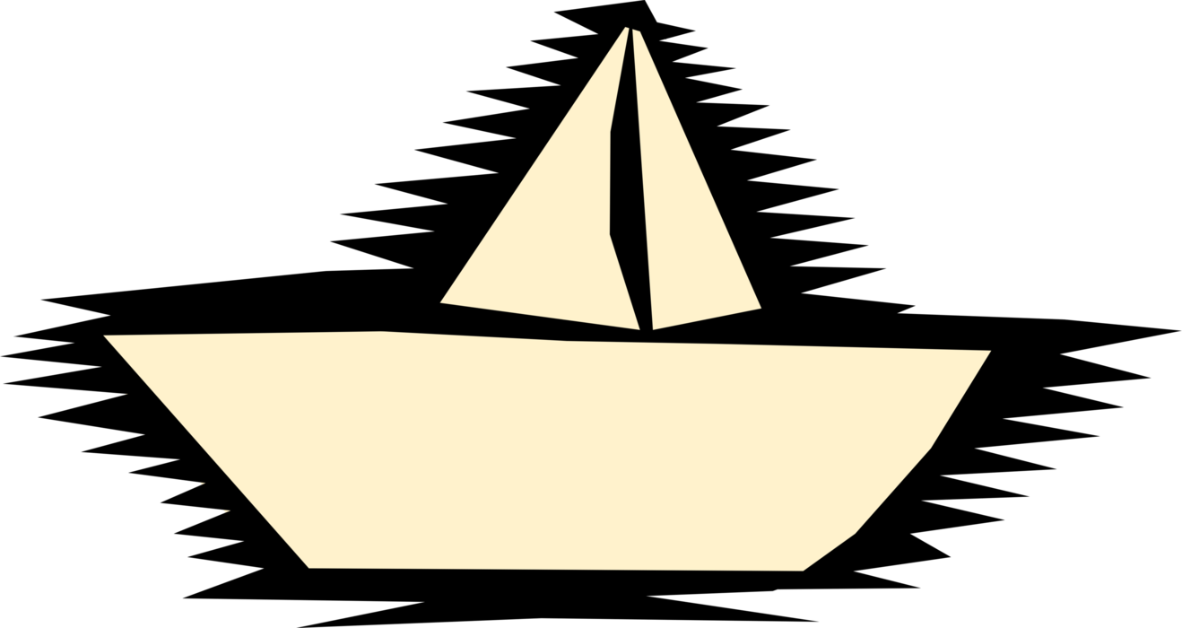 Vector Illustration of Sailboat Sailing on Water with Sail