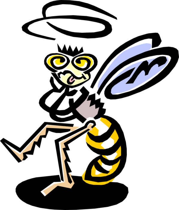 Vector Illustration of Bumblebee Bumble Bee Honeybee Thinking