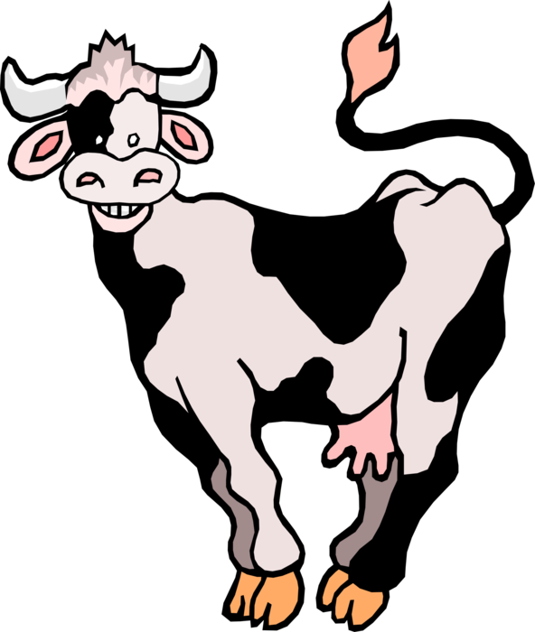 Vector Illustration of Farm Agriculture Livestock Animal Cartoon Dairy Cow Smiles