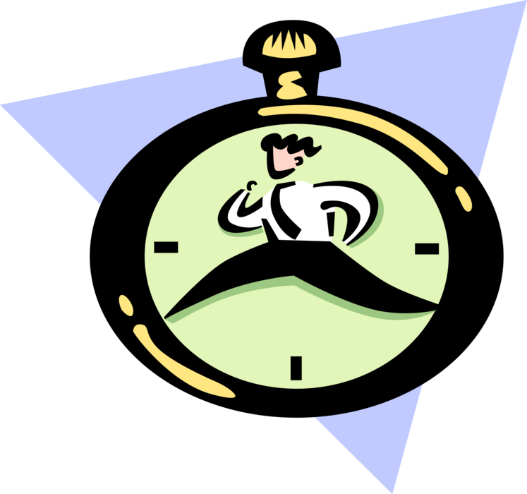 Vector Illustration of Businessman in Race Against Time with Stopwatch