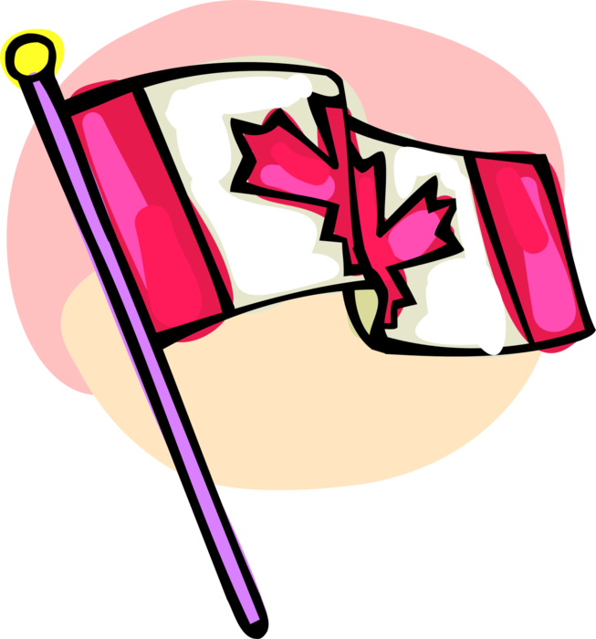 Vector Illustration of Canadian Canada Flag with Maple Leaf Waving