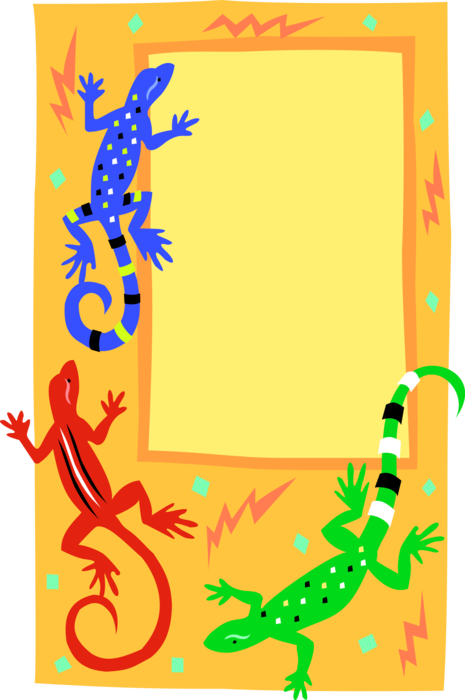 Vector Illustration of Reptile Lizards Frame Border