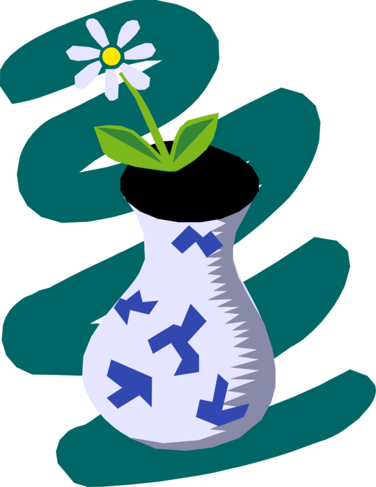 Vector Illustration of Single Daisy Flower Stem in Vase