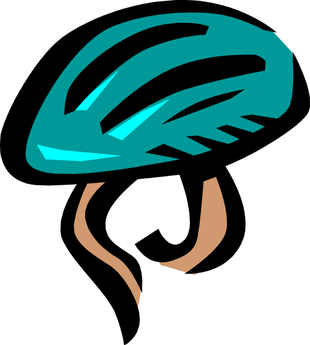 Vector Illustration of Bicycle Cycling Safety Helmet Protects Cyclist's Head in Accident