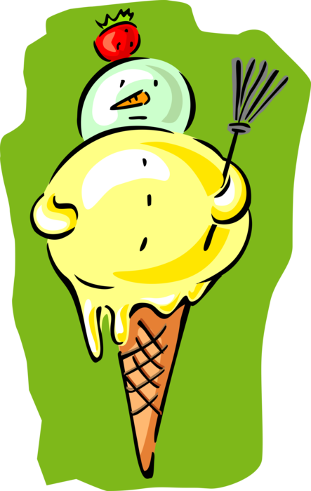 Vector Illustration of Gelato Ice Cream Cone Snowman Frozen Treat