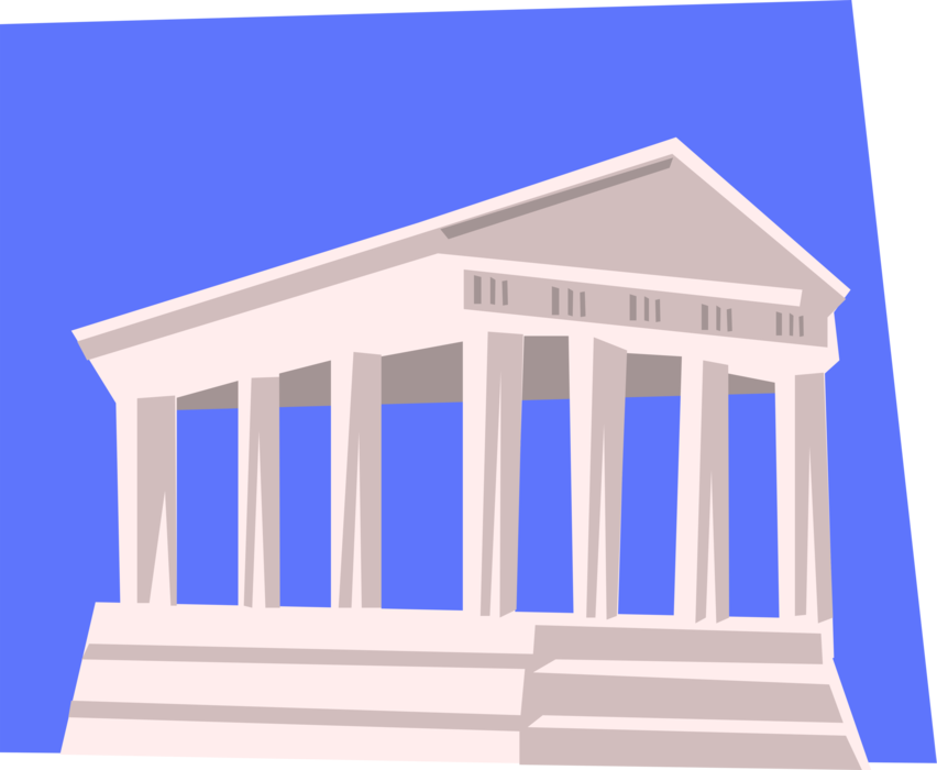Vector Illustration of Classic Greek Temple Architecture with Columns