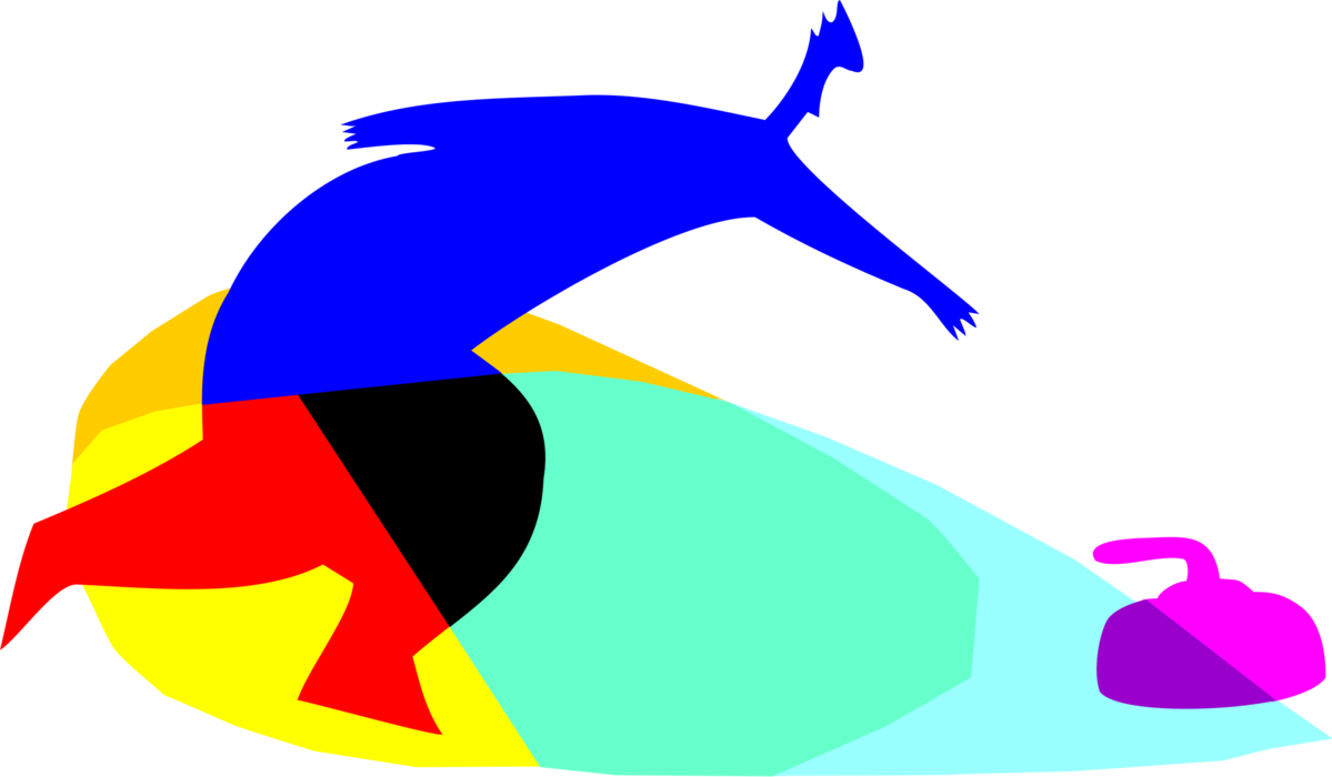 Vector Illustration of Curler Curling Granite Stone or Rock on Ice Rink