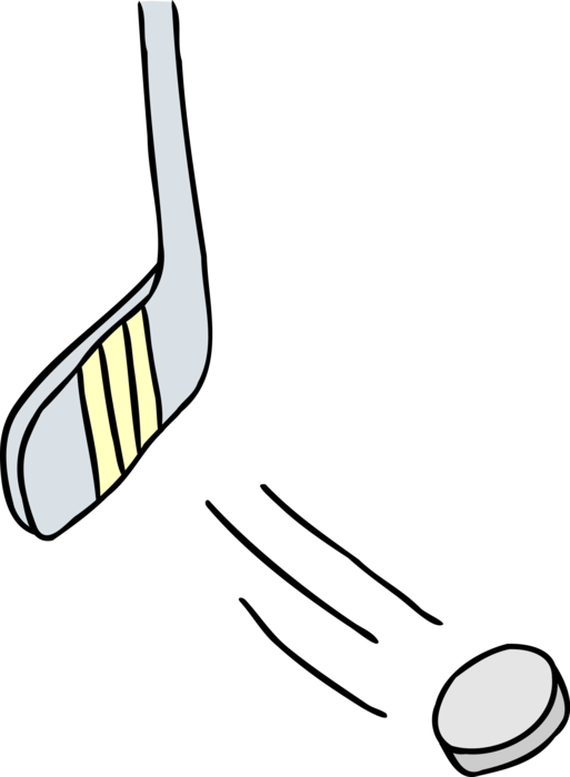 Vector Illustration of Sport of Ice Hockey Equipment Stick with Puck