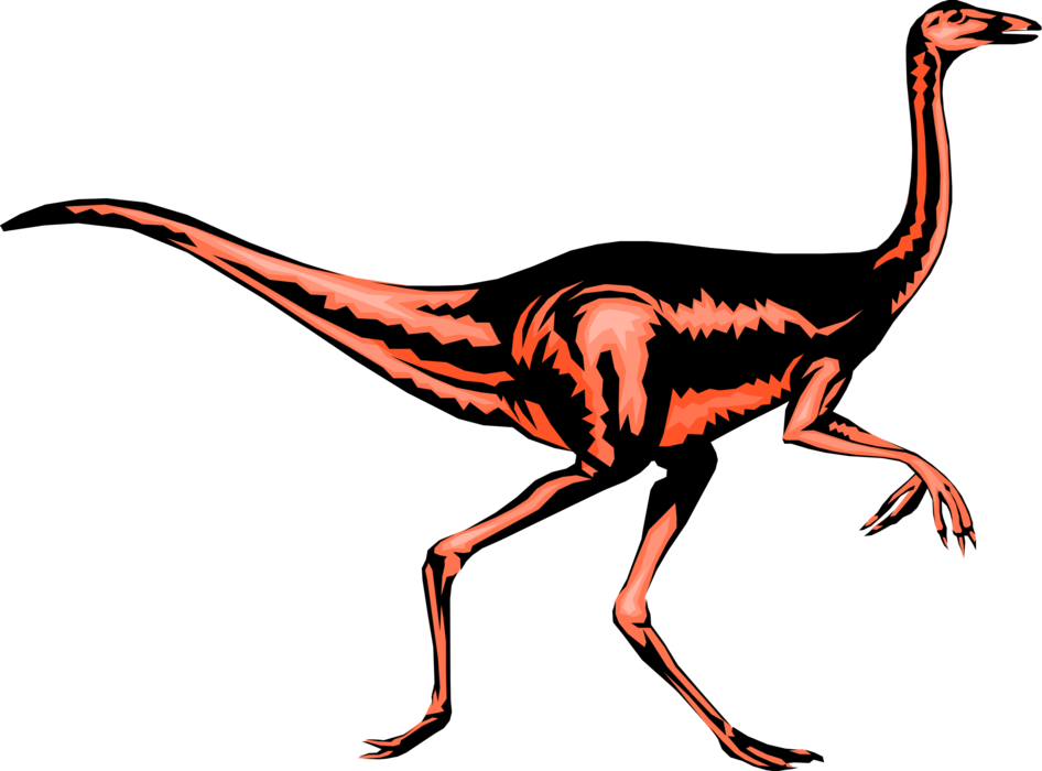 Vector Illustration of Prehistoric Dinosaur Raptor from Jurassic and Cretaceous Periods in Search of Prey